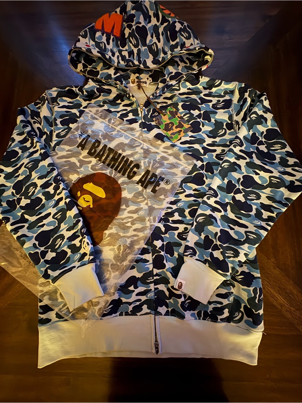 A Bathing Ape Blue Camo Zip-Up Hoodie